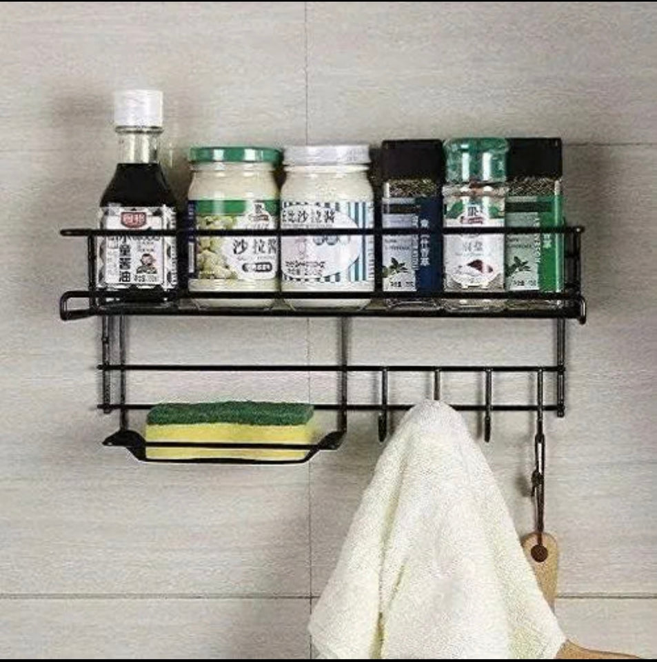 Bathroom Storage Shelf with Hooks and Soap Dish - Cozly Decor