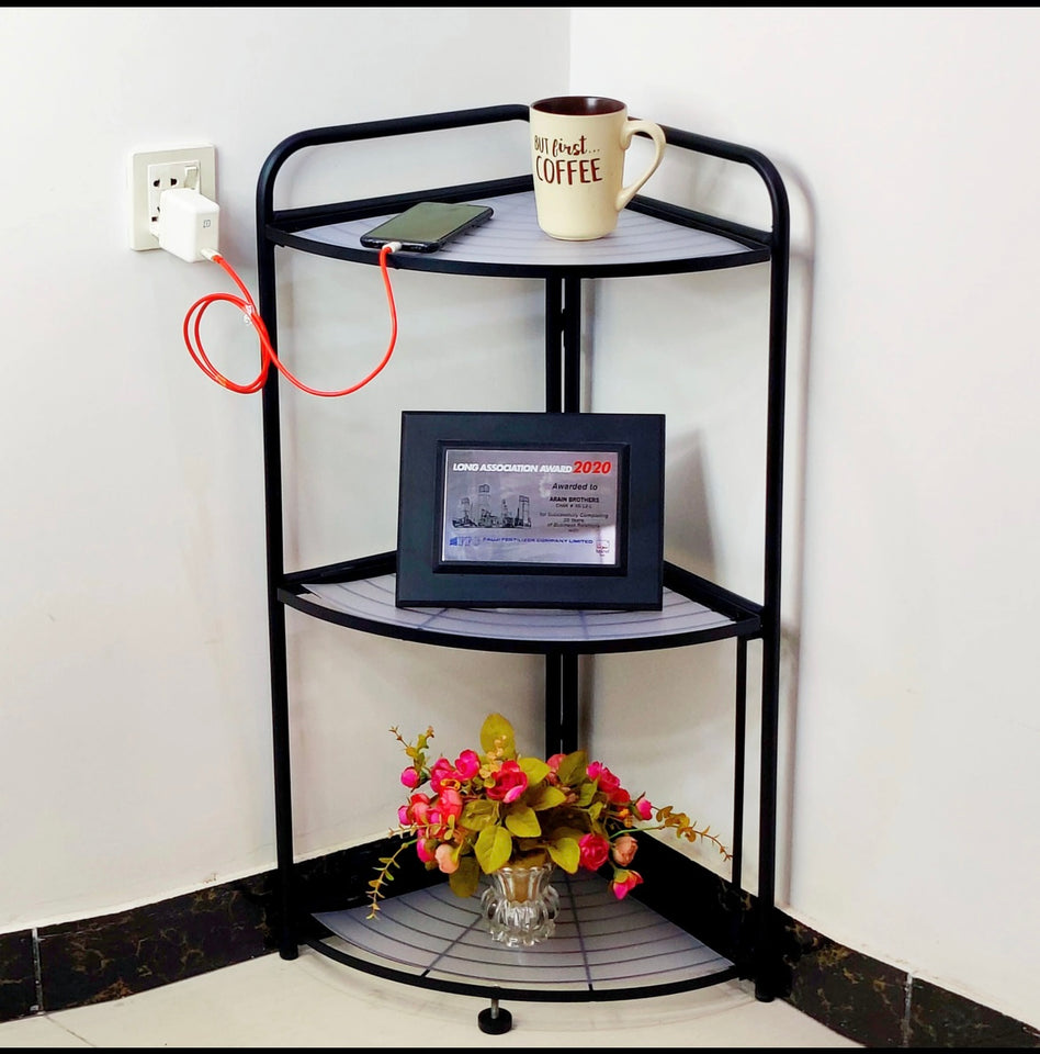 Foldable Corner Shelf with Tripod Base - Cozly Decor