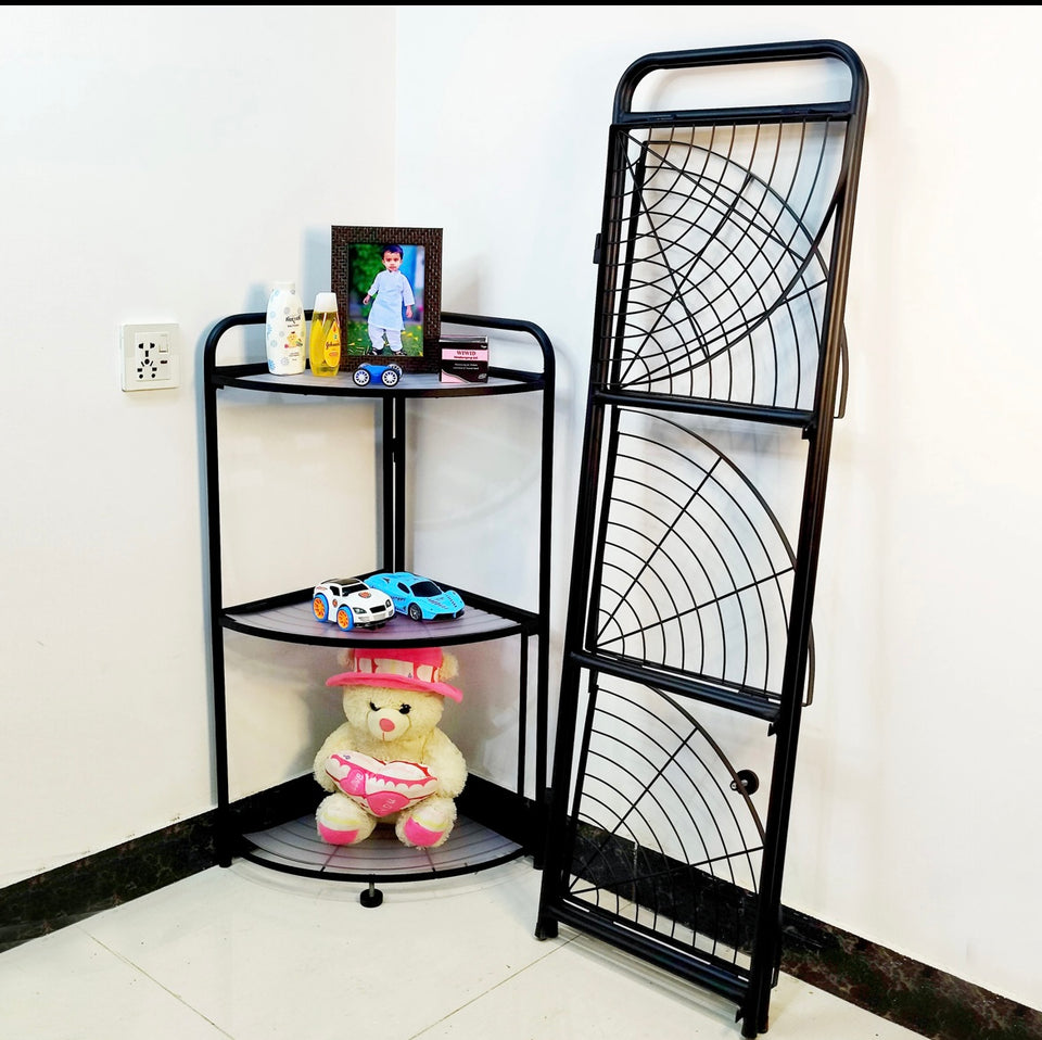 Foldable Corner Shelf with Tripod Base - Cozly Decor