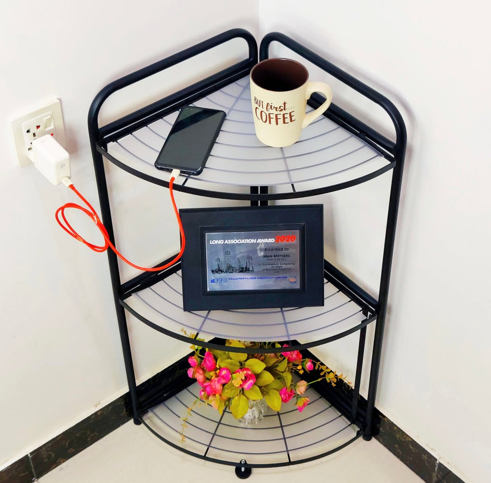 Foldable Corner Shelf with Tripod Base - Cozly Decor